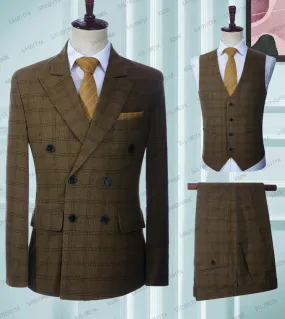 2023boutique Peak Lape Lattice Formal Business Mens Suit 3 pezzi Set Sposo Abito da sposa Plaid Suit Show Stage jacketves