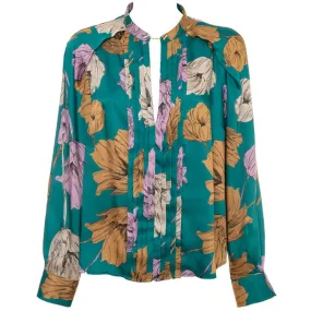 Blusa floreale con drappeggio 