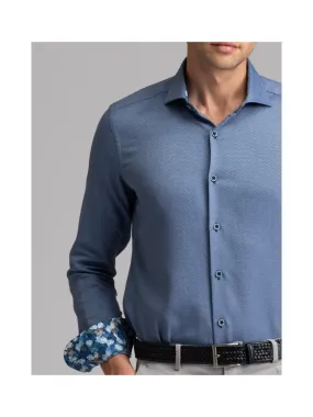 Camicia uomo blu avio armaturata collo semi francese