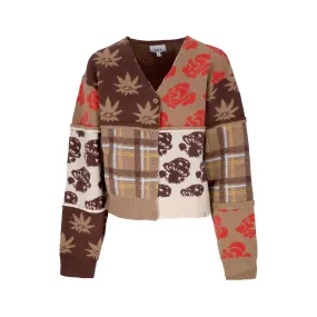 Cardigan Donna Nature Patchwork Cardigan Brown