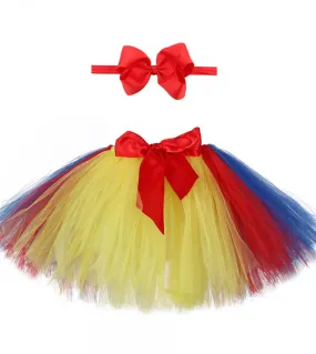 Gonna tutu bianca come la neve per bambine con fascia per capelli con fiocco Gonne soffici per ragazza principessa per la festa