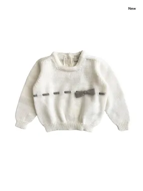Maglia bianca con fiocco tortora per neonata