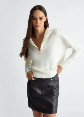Maglia Lana Con Zip Bianco Liu Jo