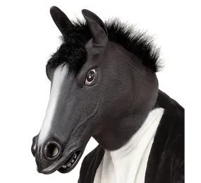 Maschera di testa di cavallo nero con capelli