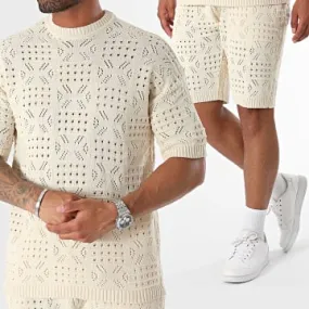Set di maglietta e pantaloncini da jogging beige
