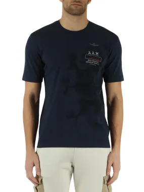 T-shirt in cotone con ricamo logo frontale