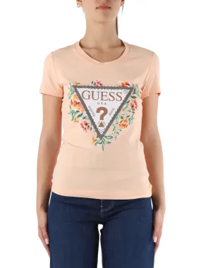 T-shirt in cotone stretch con stampa logo frontale