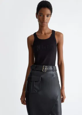 Top Logo Strass Nero e Oliva LiuJo