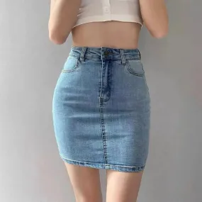 Xpqbb Gonna di jeans per donna  Pacchetto streetwear Mini gonne all'anca Gonne di jeans corte sottili a vita alta stile femmi